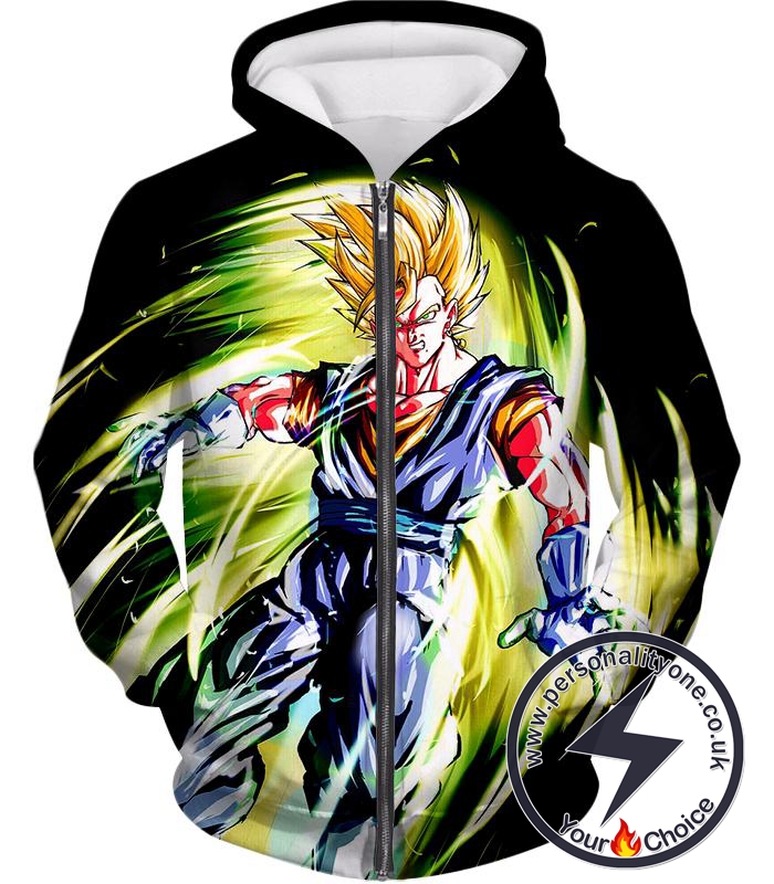 Dragon Ball Super Cool Fusion Warrior Vegito Super Saiyan Mode Awesome Black Zip Up Hoodie